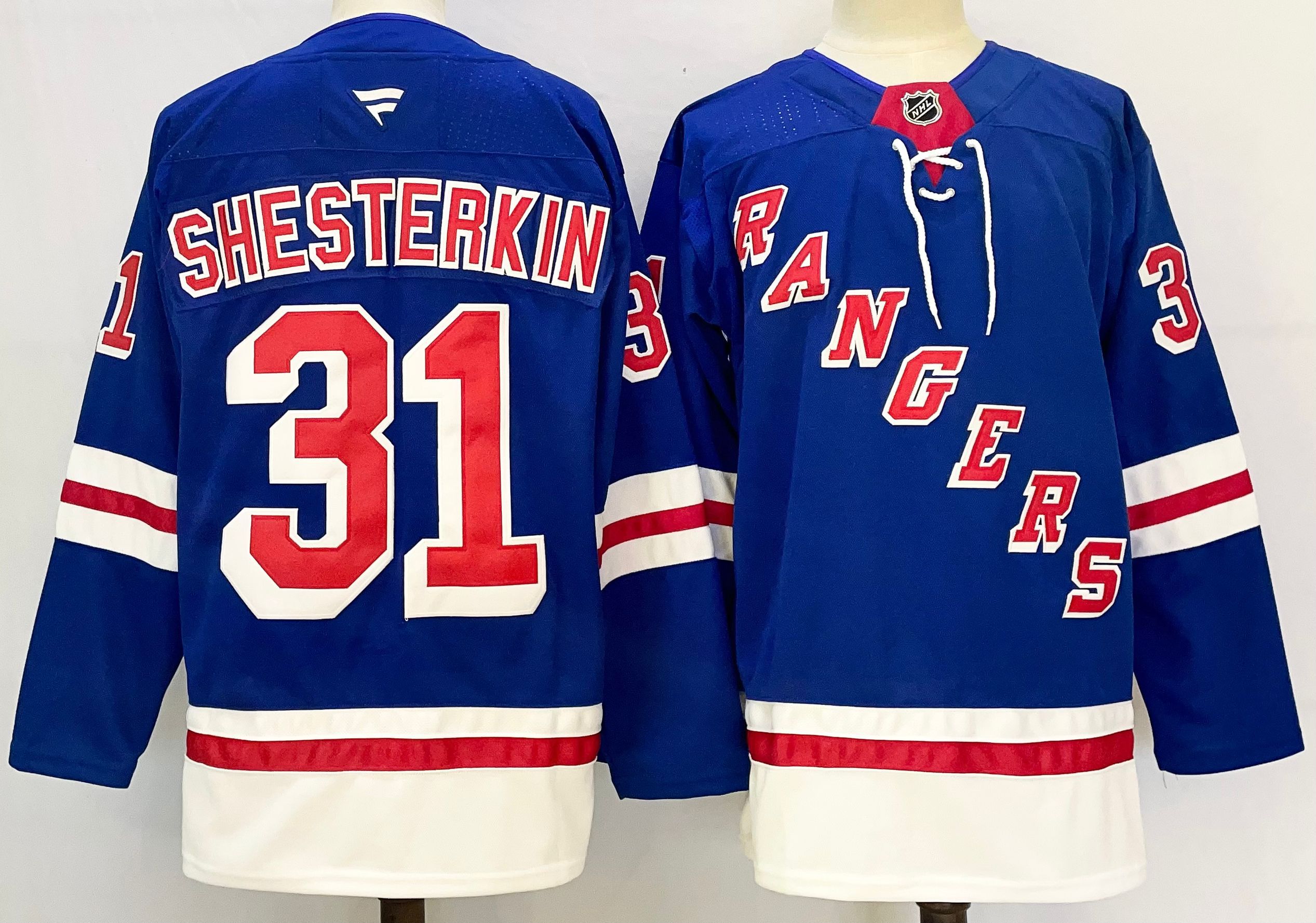 Men New York Rangers #31 Shesterkin Blue 2025 Home Premier Player NHL Jersey